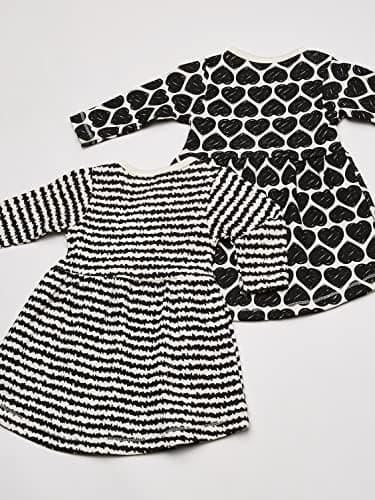 Touched by Nature Girls, Toddler, Baby and Womens Organic Cotton Short-Sleeve and Long-Sleeve Dresses, Baby Toddler Heart Long Sleeve, 3T