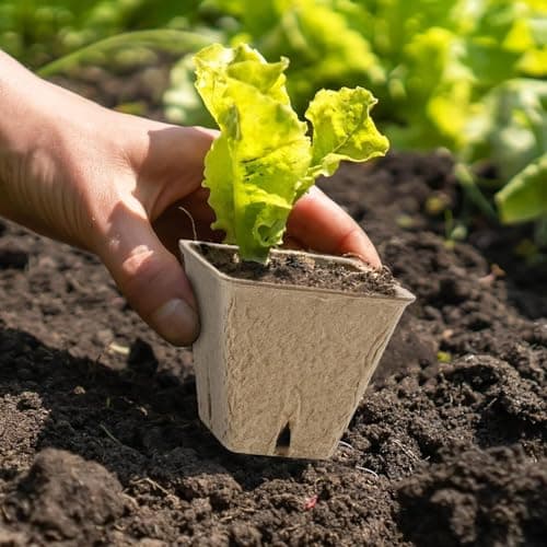 100 Pcs Square Peat Nursery Pots 3 Inch, Biodegradable Peat Pots Plant Starters with Drainage Holes, Organic Germination Plant Starter with Plant Labels for Indoor Outdoor Gardens — view 3