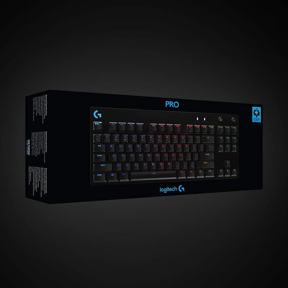 Logitech G PRO Mechanical Gaming Keyboard – Ultra Portable Tenkeyless Design, Detachable Micro USB Cable, Advanced GX Blue Clicky Switches, LIGHTSYNC RGB Backlit Keys, QWERTY UK, PC/Mac - Black — view 8