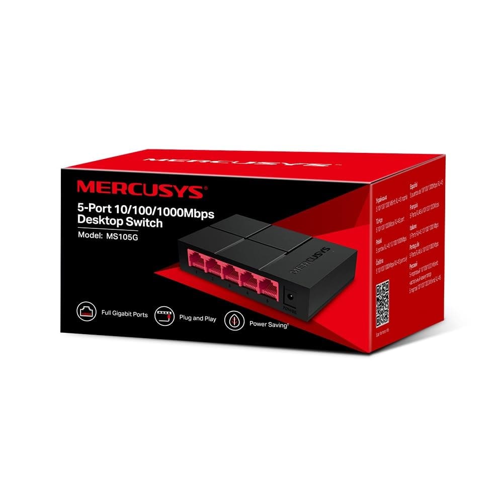 MERCUSYS MS105G 5-Port Desktop Ethernet Network Switch/Hub, 10/100/1000Mbps Ethernet Splitter, Energy Saving up to 82%, Plug & Play, TP-Link Switch, Perfect for home/small office/dormitory — view 8