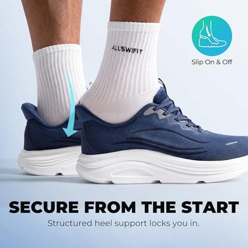 ALLSWIFIT Men's Slip On Wide Toe Box Walking Shoes Hands-Free Barefoot Cushion Running Tennis Arch Support Gym Workout Athletic Fashion Sneakers StediCloud,Size 13,Blue,SARS26002M — view 7