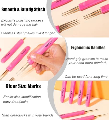 Weabetfu Dreadlocks Crochet Hooks with Ergonomic Handle,Dreadlock Needle Tool for Craft,Dreadlock Crochet Hook for Hair 0.5mm 1 Hook — view 2