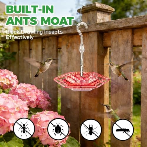 2 Pack Hummingbird Feeders for Outdoors Hanging with 30 Feeding Ports Saucer Humming Bird Feeder with Integrated Ant Moat Bee-Proof Leak-Proof No Drip, Easy Cleaning and Refill — view 4