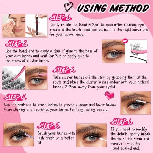 Cluster Lash Glue & Seal Waterproof for DIY Eyelash Extensions Strong Hold (5ml+5ml, Black Bond & Clear Seal) — view 3