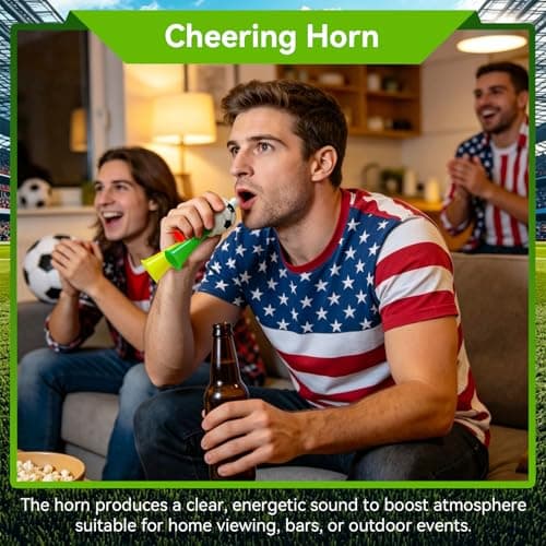HWQVA 2026 Soccer Fan Gear Set – USA Flag Temporary Tattoos, Fun Wigs, and Loud Horns – Fan Gear for Soccer Matches, Sports Events, and Team Celebrations — view 3