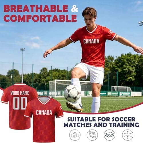 Kcyhaain Custom Soccer Jersey, Personalized 2026 Soccer Jersey with Your Name and Number Men Women Kids (Ca-na-da) — view 5