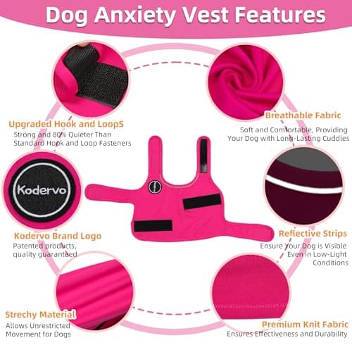 Kodervo Dog Anxiety Vest, Skin-Friendly Thunder Jacket for Dogs, Dog Calming Shirt for Thunder, Fireworks, Vet Visits and Separation - Keep Pet Calm Without Medicine, Fit for Small Medium Large Dogs