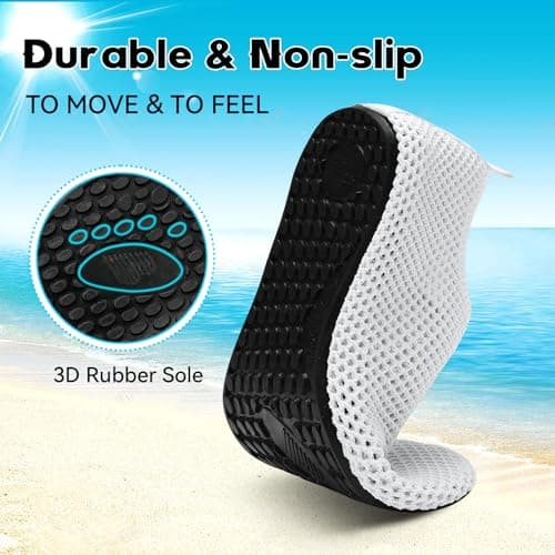 Scurtain Men Water Shoes White Barefoot Beach Sand Shoes Wide Rubber Grounding Shoes White Womans Shower Shoes Slip on River Aqua Sock Shoes Size — view 4
