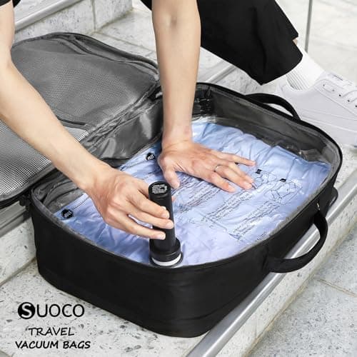 Travel Vacuum Bags for Clothing with Rechargeable Electric Pump, Compression Packing Cubes Organizer Storage for Luggage Suitcase, Space Saver Seal Bags for Vacation Cruise, 8 Small — view 5