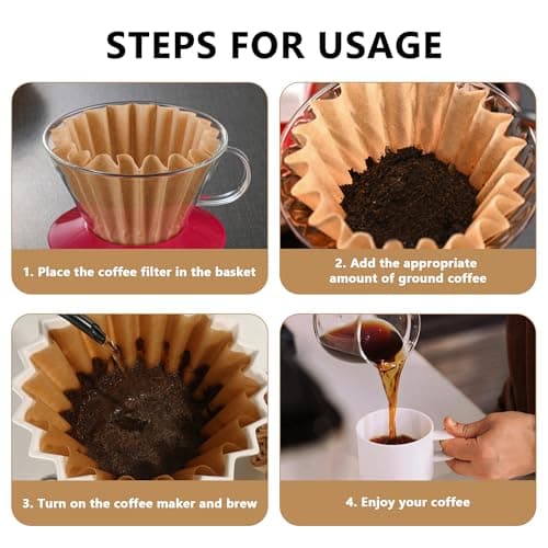 5 Cup Unbleached Coffee Filters Compatible with Mr. Coffee Mini Brew, Coffee Filters for 2-5 Cup Drip Coffee Makers, Ideal for Home, Office & Commercial Use, 50Count, Brown — view 3