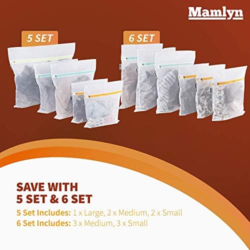 Mamlyn 2 Medium Mesh Laundry Bag for Delicates mesh Fabric with Colored Zippers, Wash Bags for Delicates, Socks Underwear Hosiery Stockings Bras Lingerie — view 7
