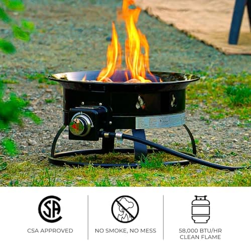 Outland Living Firebowl, Smokeless Fire Pit, Round Outdoor Portable Propane Gas Fire Pit, 19-inch Diameter 58,000 Btu, 823 Standard Black Perfect for Outside Use — view 3