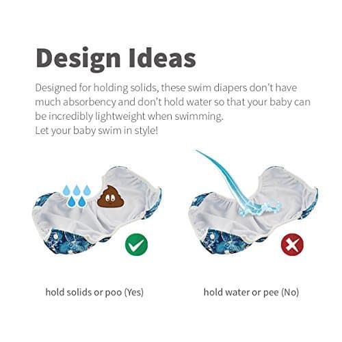 ALVABABY Baby Swim Diaper Reusable Toddler Boy Girl Swim Diapers Adjustable Washable 2 Pack 0-2T for Swimming Lessons Dolphin — view 7