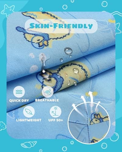 maamgic Boys Swim Trunks with Compression Liner Toddler Stretch Quick Dry Swim Shorts Quick Dry 2 in 1 Beach Shorts,Ducks Blue,Medium(10/12) — view 4