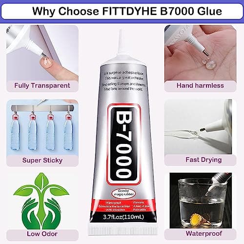 B7000 Adhesive Rhinestones Glue for Crafts, 2PCS 110ml / 3.7 fl oz with 5 Dotting Pen Tool, Wax Pencil and Tweezer, Jewelry Glue for DIY Craft, Makeup, Shoes, Jewelry Making, Nail Art — view 4