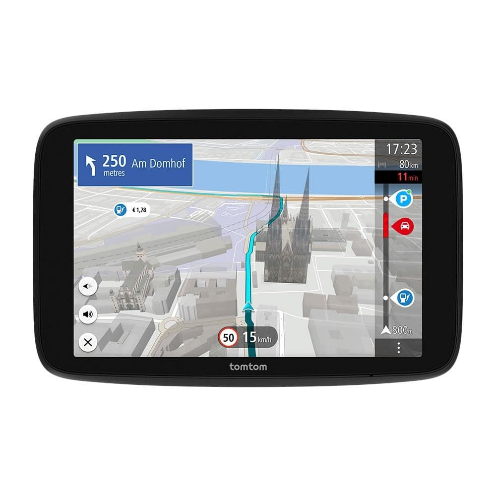 TomTom GO Navigator car sat nav (Extra-large 7" screen, real-time traffic information, 12-month Speed Camera Alerts trial, Europe maps, Wi-Fi updates, Premium Services, magnetic mount)