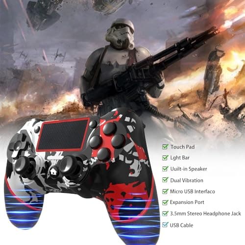 SZYUYU Wireless Controller for Ps4 Romote Compatible with Ps4/Slim/Pro/Windows PC, Controller for Ps4 with 3.5mm Audio Jack, Touch Pad,Six Axis Motion Control, Charging Cable (FLAME WHITE) — view 6
