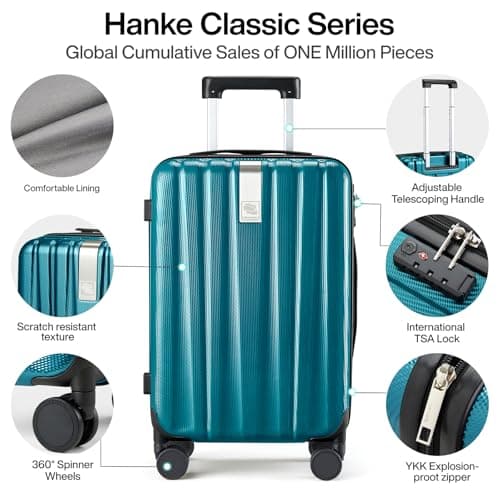 Hanke Luggage Sets 3 piece Carry On Luggage with Wheels PC Hard Shell Suitcases Lightweight Checked Travel Luggage Extra Large Travel Suitcase Woman Men 20/24/29 Inch(Caribbean Blue) — view 2
