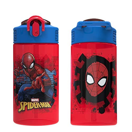 Zak Designs Marvel SpiderMan Kids Spout Cover and Built-in Carrying Loop Made of Plastic, Leak-Proof Water Bottle Design (16 oz, BPA-Free) — view 8
