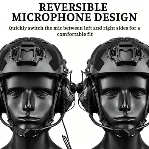 Tactical Shooting Headset with U94 PTT Noise Reduction & Sound Pickup Ear Protection，Dual-Use Helmet Compatible Design(Cb) — view 2