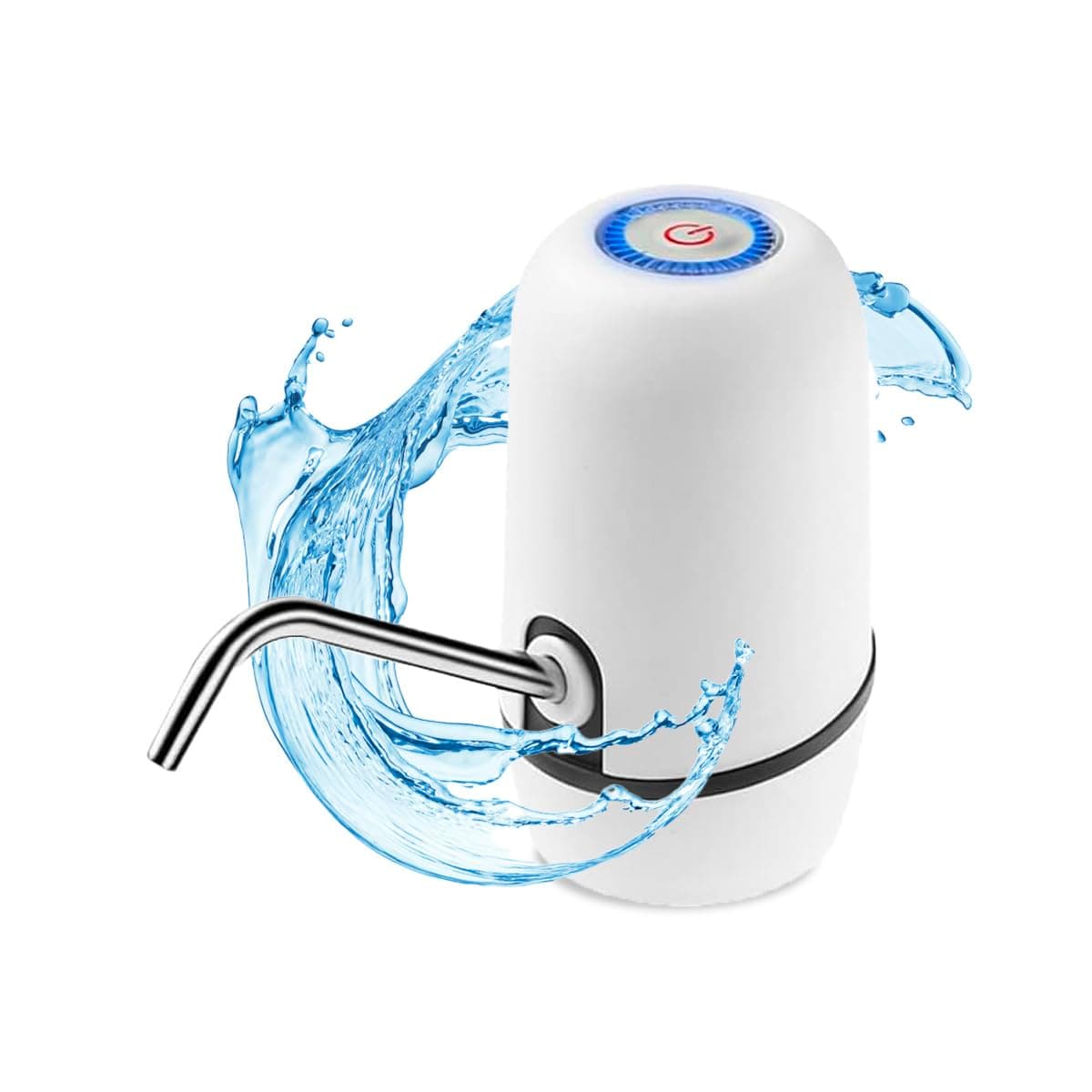 NK Dispensador de Agua Fría Automático, Carga USB, Dosificador de Acero, sin BPA, 1200mAh, Transportable, para Garrafas y Botellas 1.5L, 5.7L, 10L, 11.3L, 15L, 18.9L - Color Blanco