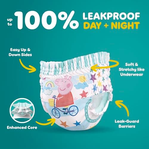 Easy Ups Girls & Boys Potty Training Pants, Size 7 (5T6T), 15 Count, Peppa Pig Absorbent Training Underwear, Up to 100% Leakproof Day and Night, Hypoallergenic (Packaging May Vary) — view 2