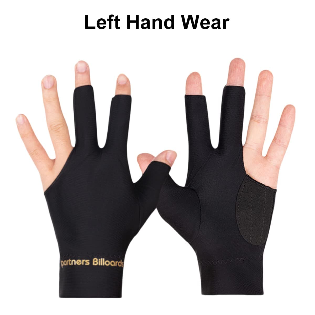 Tokaneit Guantes de Billar Antideslizantes,Guante de Taco de Tres Dedos,Guante de Billar Universal de Tres Dedos,Guantes Elásticos Transpirables,Unisex,por Las Manos Izquierda y Derecha 2 Piezas — view 2