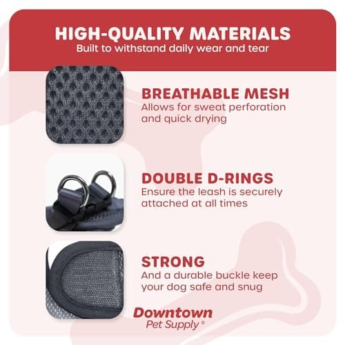 Downtown Pet Supply - Dog Harness for Small Dogs No-Pull - Step in Dog Harness - Padded Mesh Fabric Dog Vest with Reflective Trim, Velcro and Buckle Straps - Charcoal - S — view 4
