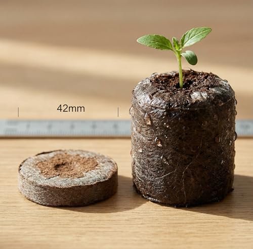 J PLUS T 42mm Peat Pellets - Authentic Jiffy-7 Source Seed Starter Plugs - Compressed Canadian Sphagnum Peat Moss Soil for Germination - Larger Size for Vegetables, Flowers & Herbs (50 Count) — view 2
