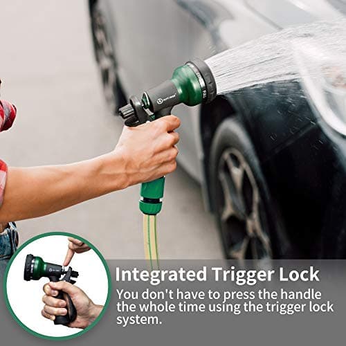 AUTOMAN-Garden-Hose-Nozzle, ABS Water Spray Nozzle with 7 Adjustable Watering Patterns, Slip Resistant for Watering Plants, Lawn& Garden, Washing Cars, Cleaning, Showering Pets & Outdoor Fun. — view 5