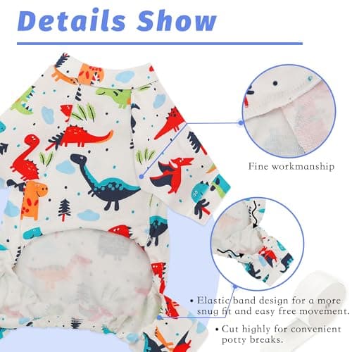 Dog Pajamas Comfy Dog Clothes for Small Dogs, 100% Cotton Dog Pjs Stretchy Breathable, Comfy Soft Pet Onesie Designed for Extra Small Sized Dogs Boy Girl Pet Jammies Outfits (Dinosaurs, XX-Small) — view 5