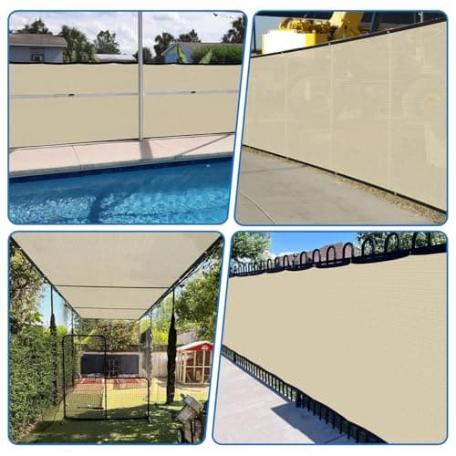 TANG 4' x 25' Beige Tan Privacy Fence Screen Temporary Fence Screen Heavy Duty Windscreen Fence Netting Fence Covers Privacy Blockage Excellent Airflow for Backyard Garden School — view 5