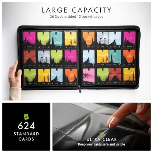 Vault X 12 XL Pocket Zip Binder, 624 Cards, Exo-Tec Material, 26 Side-Loading Pages (Blue) — view 2