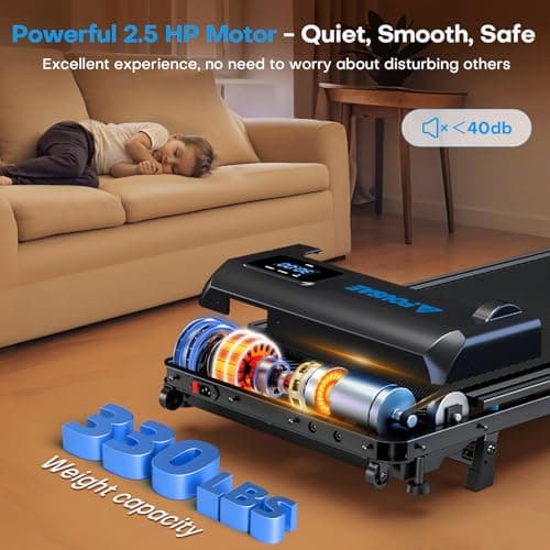 Walking Pad with 9% Incline, FOUSAE 3 in 1 6.2 MPH Treadmill for Home with Double Frame 330 LB Weight Capacity, 2.5 HP Under Desk Walking Pad Treadmill with 12 HIIT Programs, Magnetic Remote Control — view 3