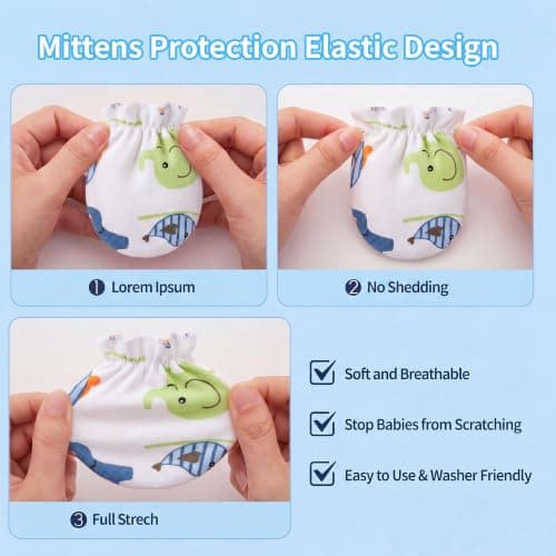 8 Pairs Newborn Baby Mittens No Scratch Infant Baby Cotton Gloves Newborn for 0-6 Months Baby Boys Girls — view 5