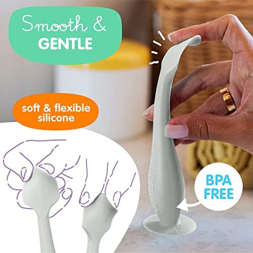 Baby Bum Brush, Original Diaper Rash Cream Applicator, Soft Flexible Silicone Brush, Unique Gift for boy girl [Gray] — view 3