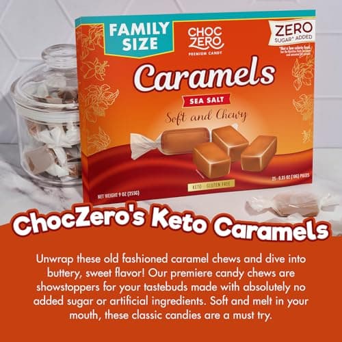 ChocZero Sea Salt Caramels, Sugar Free Caramel Candy, Soft & Chewy, No Sugar Alcohols, Keto, Low Carb, High Fiber, 9 oz Box — view 2