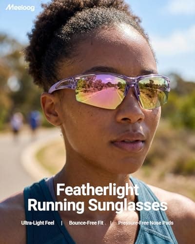 Meeloog Sports Sunglasses for Men & Women, UV400 Golf Sun Glasses Ideal for Cycling, Running & Pickleball — view 3