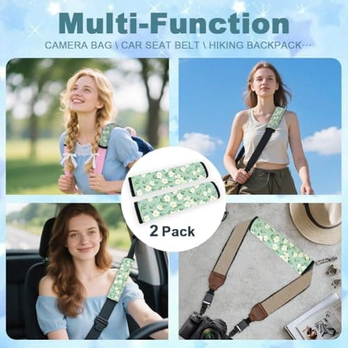 CRAFTYMELODY 2Pcs Seat Belt Cover Pad 11 Inch Long Seat Belt Cushion Soft Comfort Strap Pad Auto Accessory Decoration for Car Truck SUV Bag Backpack Green White Floral — view 4