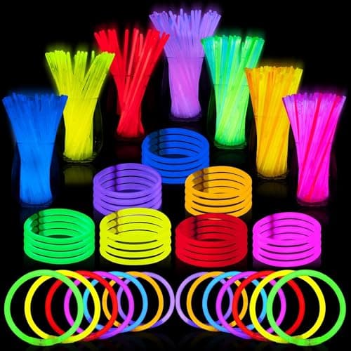 JOYIN 100 Pcs 8" Glow sticks Bulk Party Favors Pack, Neon Glow in the Dark Party Supplies, Light Up Necklaces and Bracelets with Connectors, Easter, Football, Valentine, Birthday Decorations