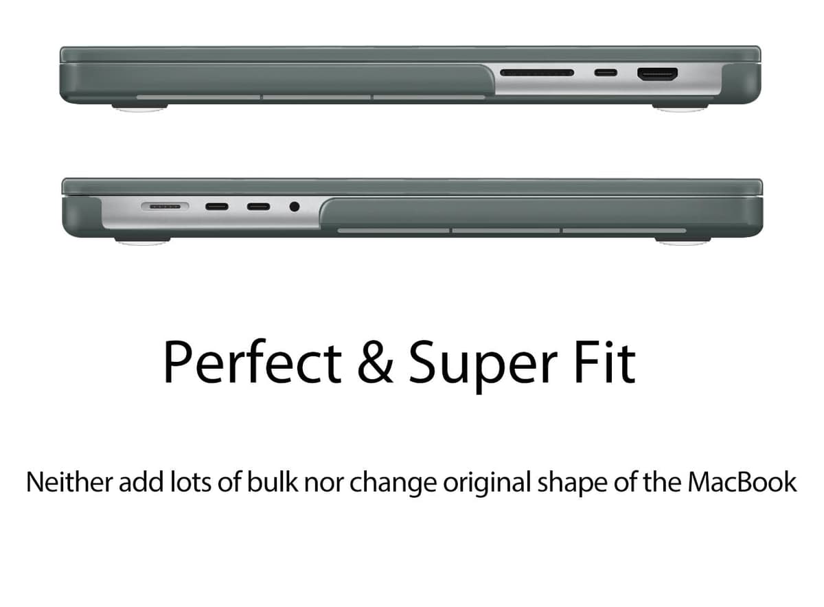 UESWILL Case Compatible with MacBook Pro 14 inch M5 M4 M3 M2 M1 Pro Max Chip & Touch ID, 2026 2025 2024 2023 2022 2021 Release, Smooth Matte Hard Shell Cover + Microfiber Cloth, Midnight Green — view 4