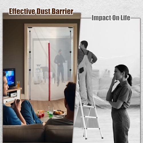 10FT Dust Barrier Poles 4 Pack, Stainless Steel Retractable Zipper Wall Poles Kit for Renovation, Remodeling and Isolation Work — view 5