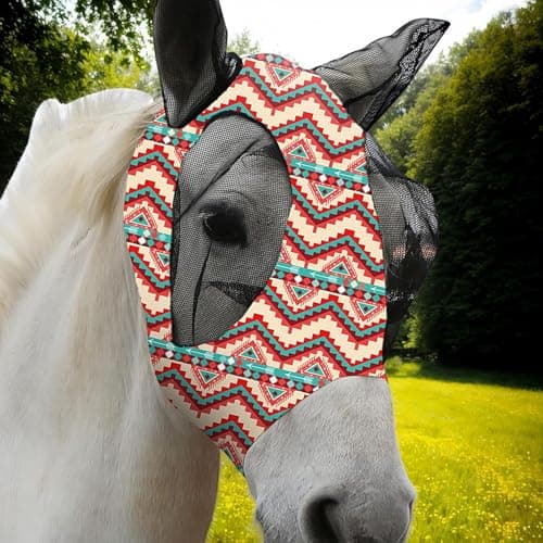 Horse Fly Masque - Uv Resistant Mesh Face Covering, Breathable Protection Hood | M/L, Secure Strap Fitting System, Comfortable Riding Field Accessory for Cob Horse Outdoor Use — view 3