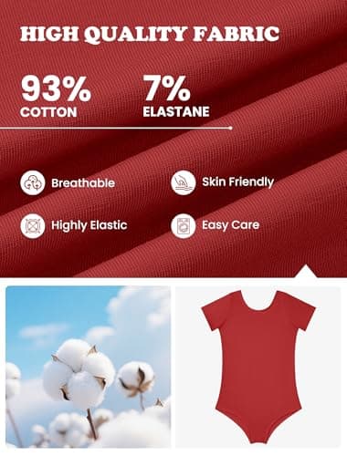 Century Star Short Sleeve Ballet Leotards for Girls - Toddler Dance Outfits Ballerina Gymnastics Clothes Kids 2-14 Years, Red, 8-10 Years — view 3