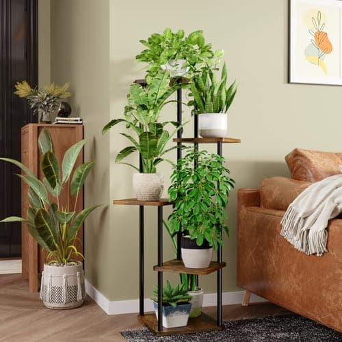Bamworld 5 Tier 5 Potted Plant Stand Indoor, Tall Metal Plant Shelf for Multiple Plants, Corner Black Flower Pots Shelf for Patio Garden Balcony Living Room Bedroom — view 3