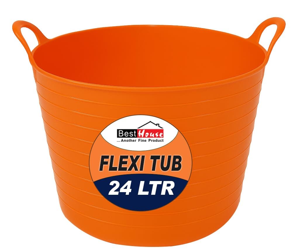 Best House | 3 Pcs of Flexi Tub with Handles | Small Size | Mini | 7 Litres | Yellow | Garden Tubs | Plastic Storage Container for Home, Washing, Garden Waste and DIY Projects — view 22