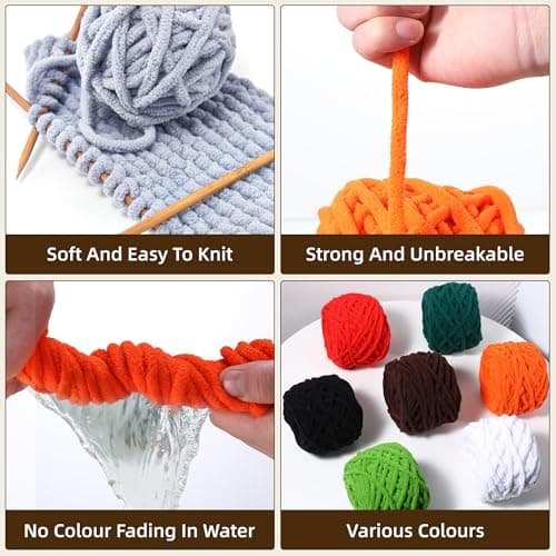 Plush Chenille Chunky Yarn for Crocheting 100g(54.6yd) - Bulky Thick Fluffy Yarn for Knitting- Soft Velvet for Baby, Blanket Knitting Blanket Yarns- Amigurumi Yarns (Green) — view 3