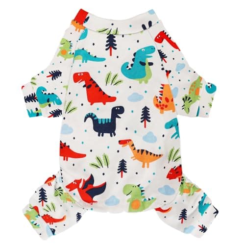 Dog Pajamas Comfy Dog Clothes for Small Dogs, 100% Cotton Dog Pjs Stretchy Breathable, Comfy Soft Pet Onesie Designed for Extra Small Sized Dogs Boy Girl Pet Jammies Outfits (Dinosaurs, XX-Small) — view 7