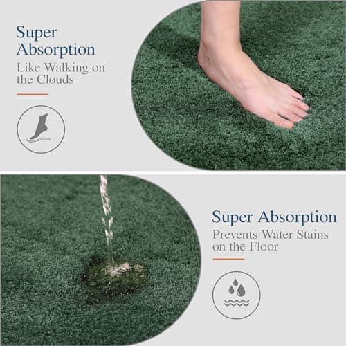 Walensee Large Bathroom Rug (24 x 48, Hunter Green) Extra Soft and Absorbent Shaggy Bathroom Mat Machine Washable Microfiber Bath Mat for Bathroom, Non Slip Bath Mat, Luxury Bathroom Floor Mats — view 2