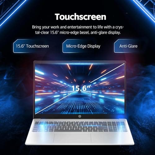 HP 15.6 Touchscreen Laptop Computer • 2026 Edition • Intel 6 Cores i3 CPU • 8GB RAM • 256GB SSD • Windows 11 with Office 365 for The Web • w/o Mouse